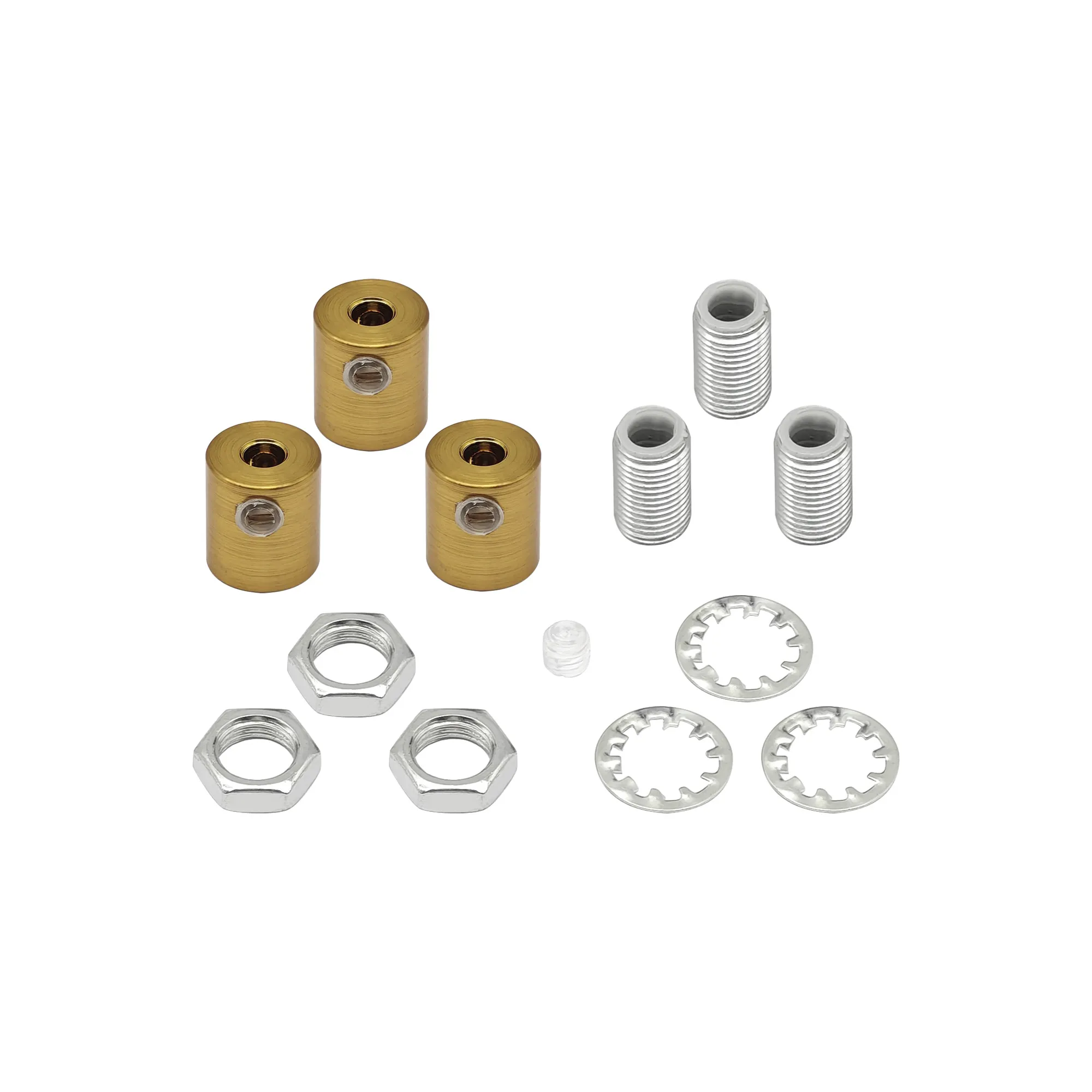D1166BR  Hayes Metal Cable Grip Kit (3pcs) Brass, c/w 4.5mm Hole Thread, Washer & Nut, Plastic Grub Screws
